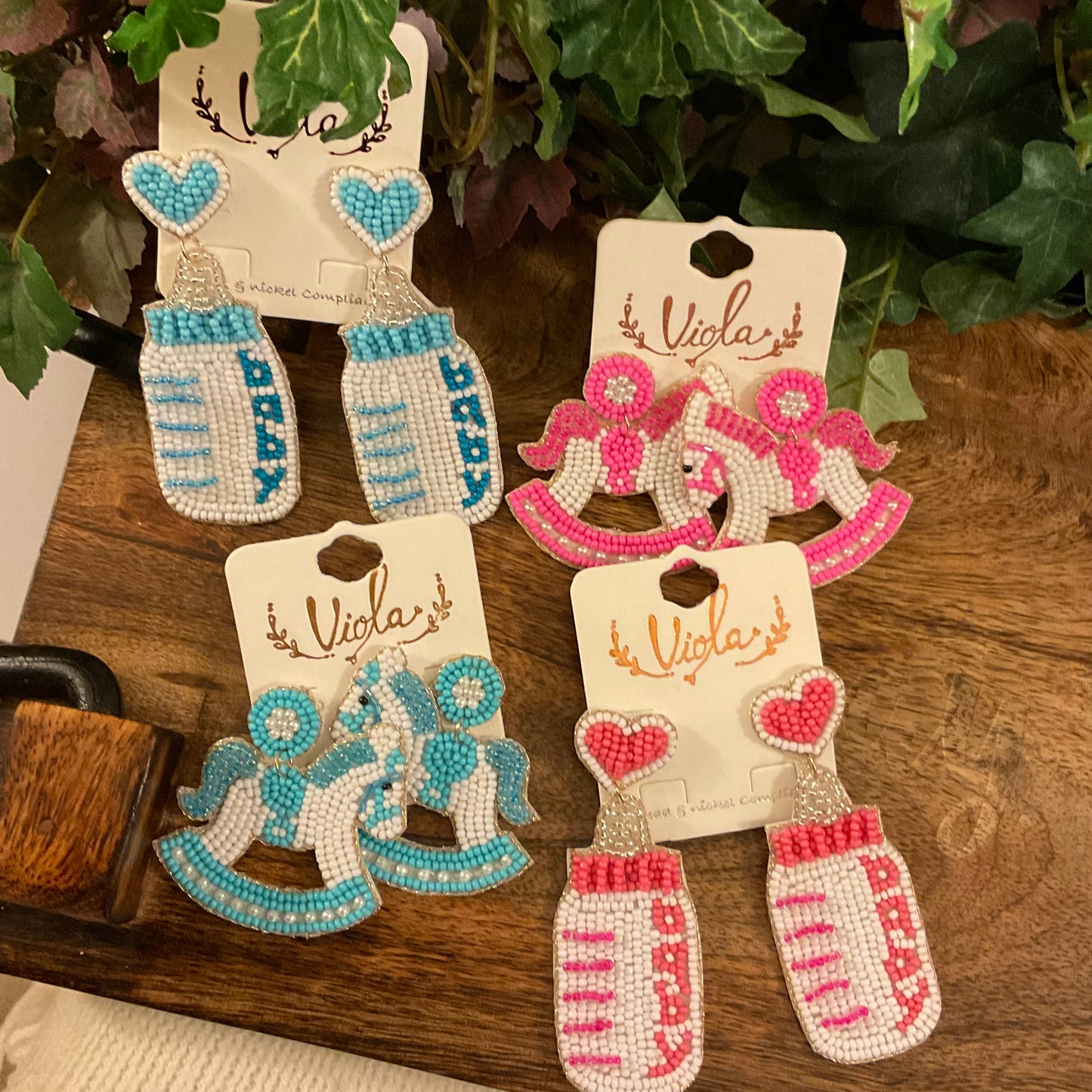 Gender Reveal Seed Bead Post Back Earrings