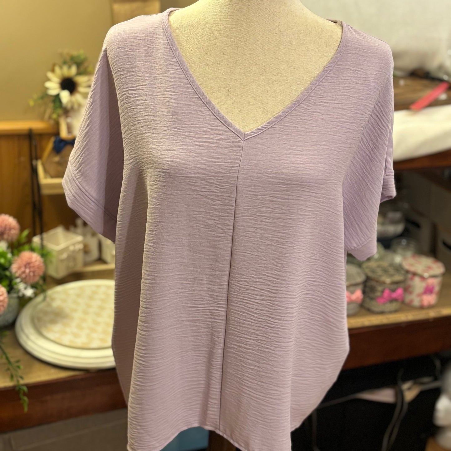 Ladies V-Neck Short Sleeve Top