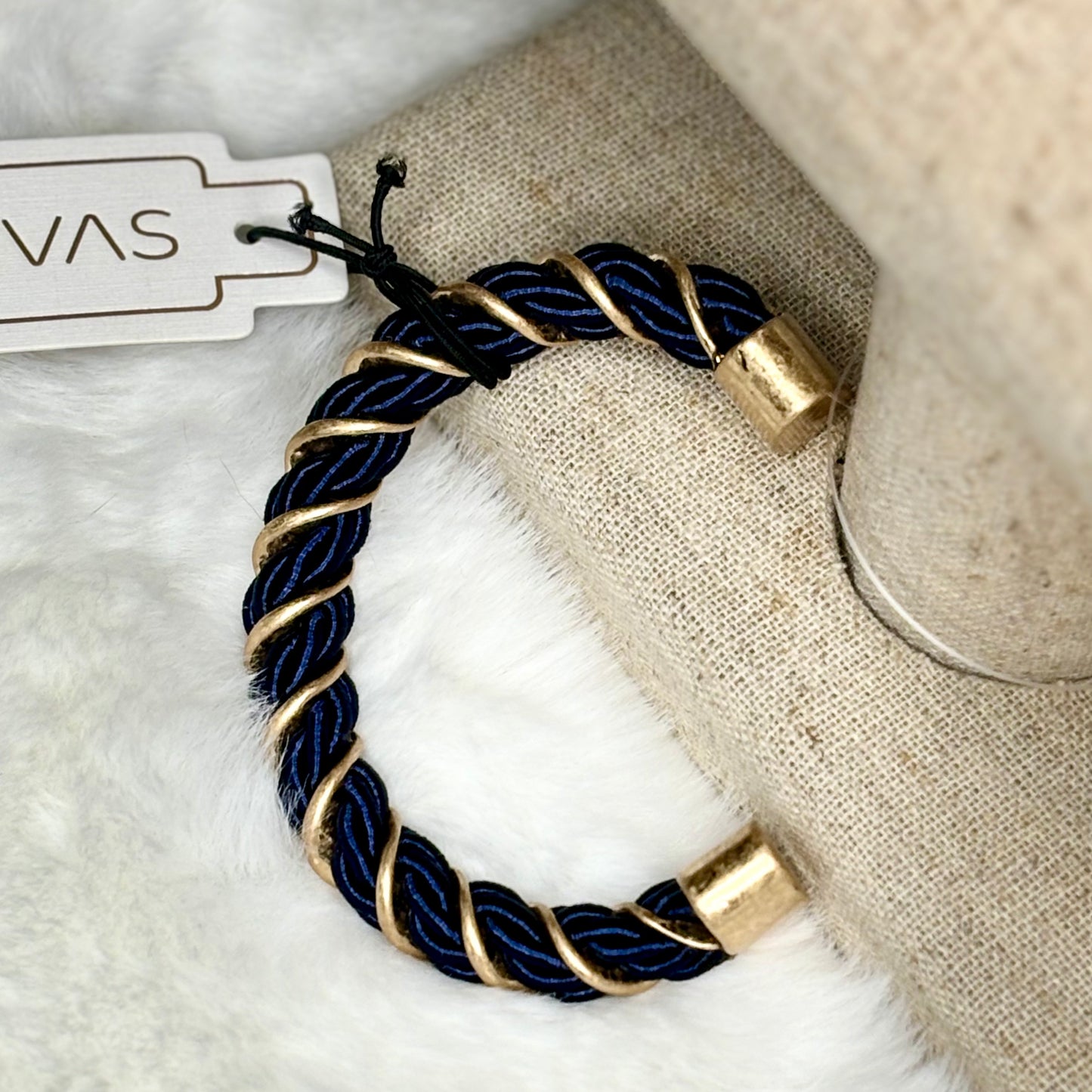 Bracelets - Cuff Bracelet with Gold Hardware