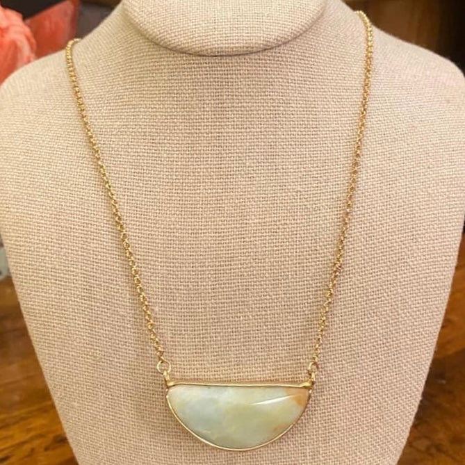 Semi Precious Stone pendant on 16” plus extension Necklace