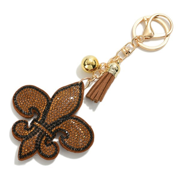 Fleur de Lis Keychain with Embellished Rhinestones