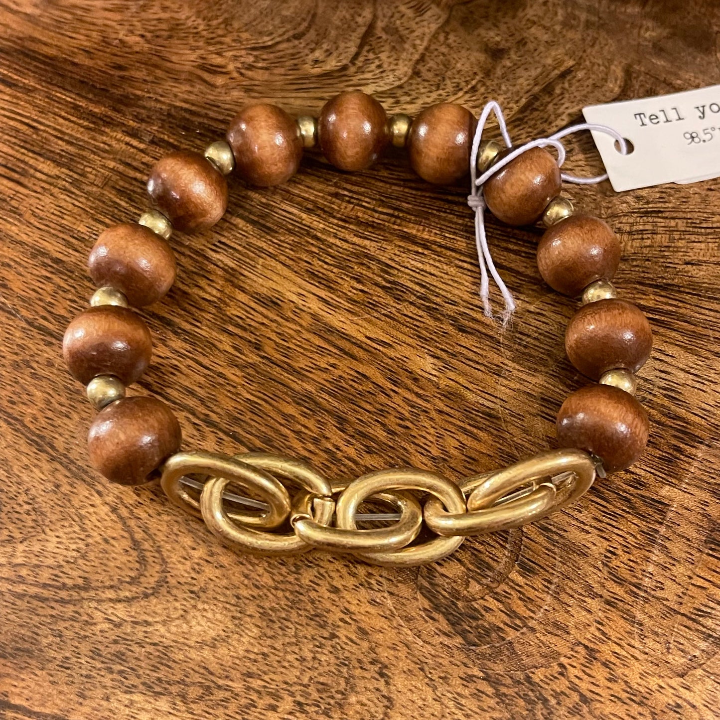 Bracelets - Beaded Wood Stretch Bracelet