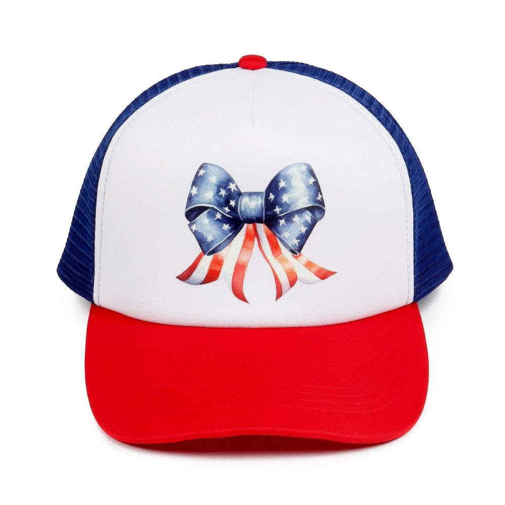 USA Truckers Hat ~ American Flag Bow