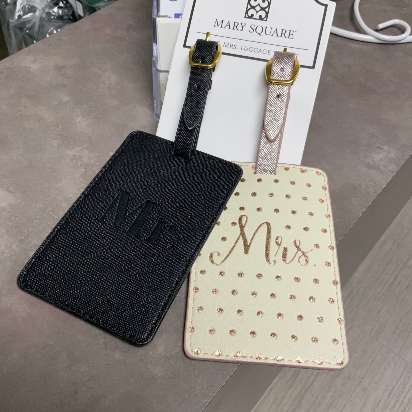 Mary Square "Mr. & Mrs." Luggage Tag Set
