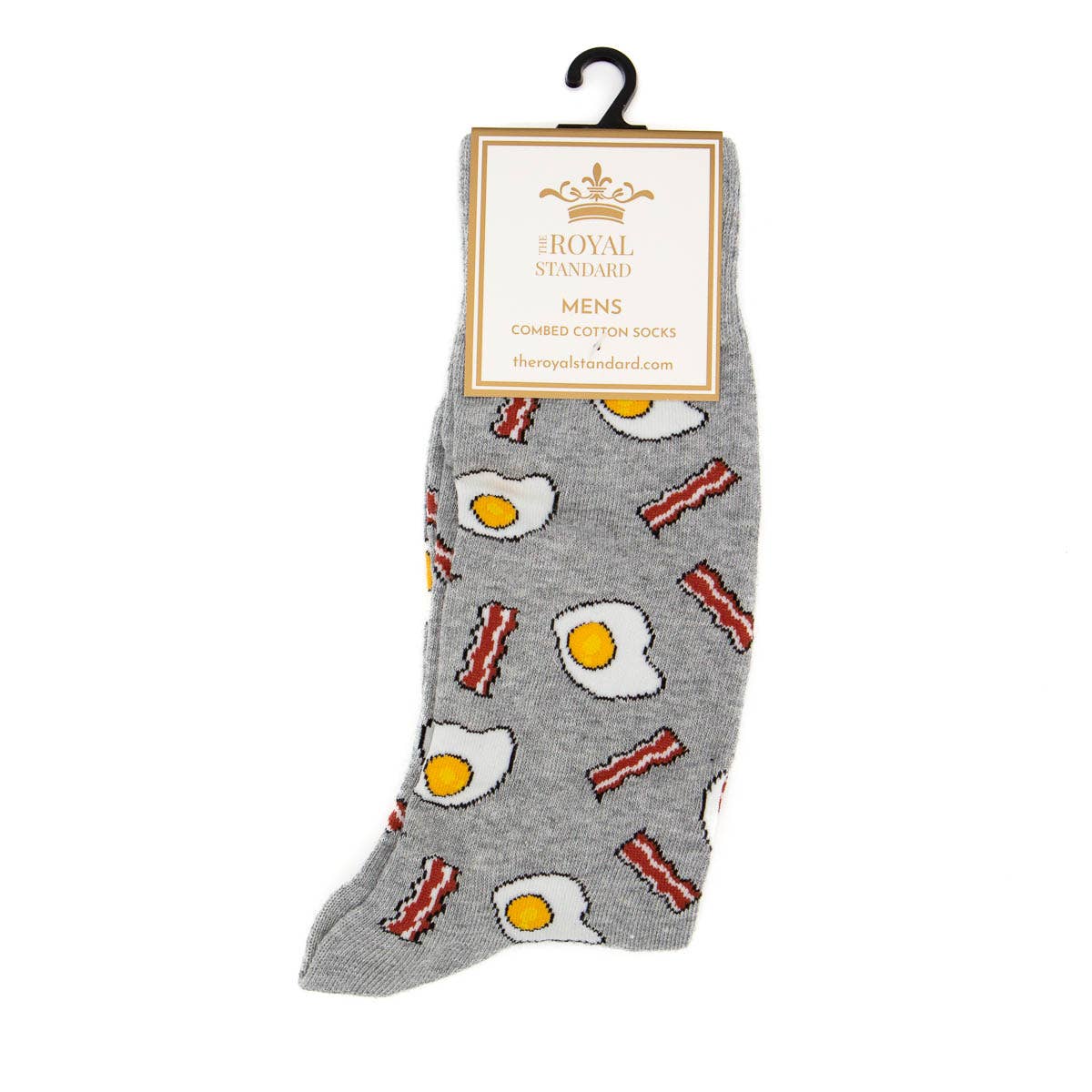Mens Bacon and Eggs Socks in the colors Gray/Red/White • One Size