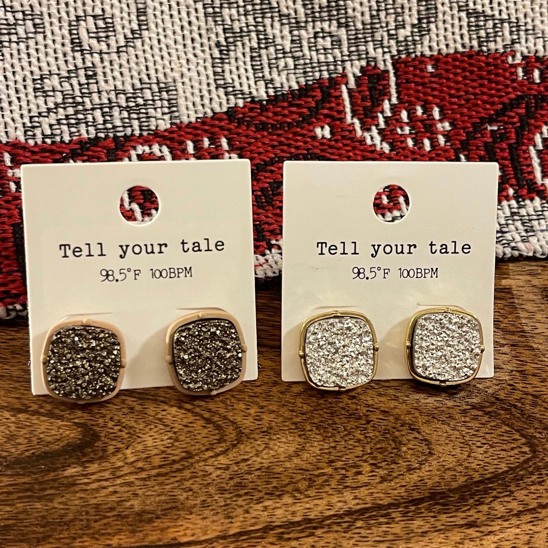 Square Shaped Druzy Earrings
