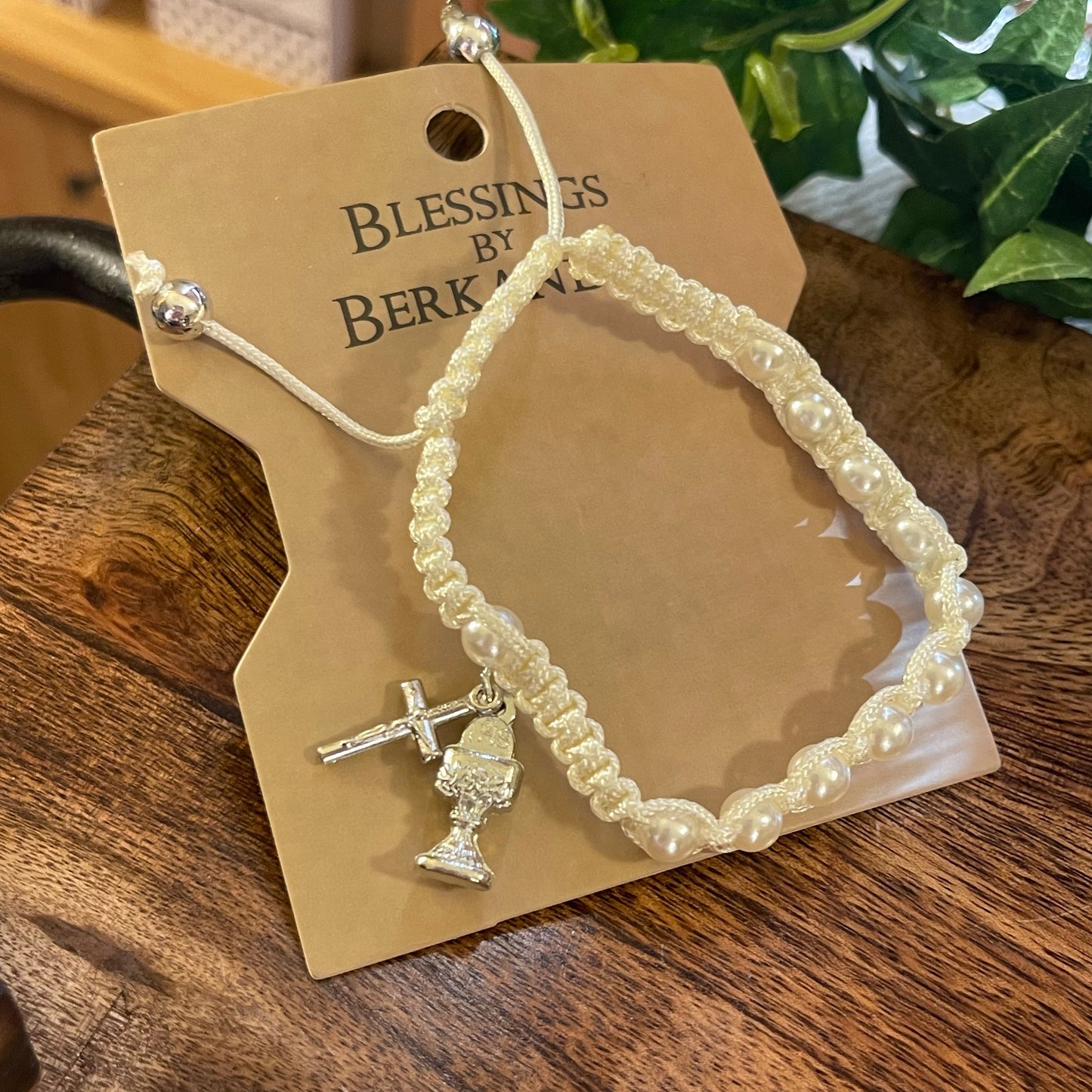 First Communion Adjustable Cord Bracelet