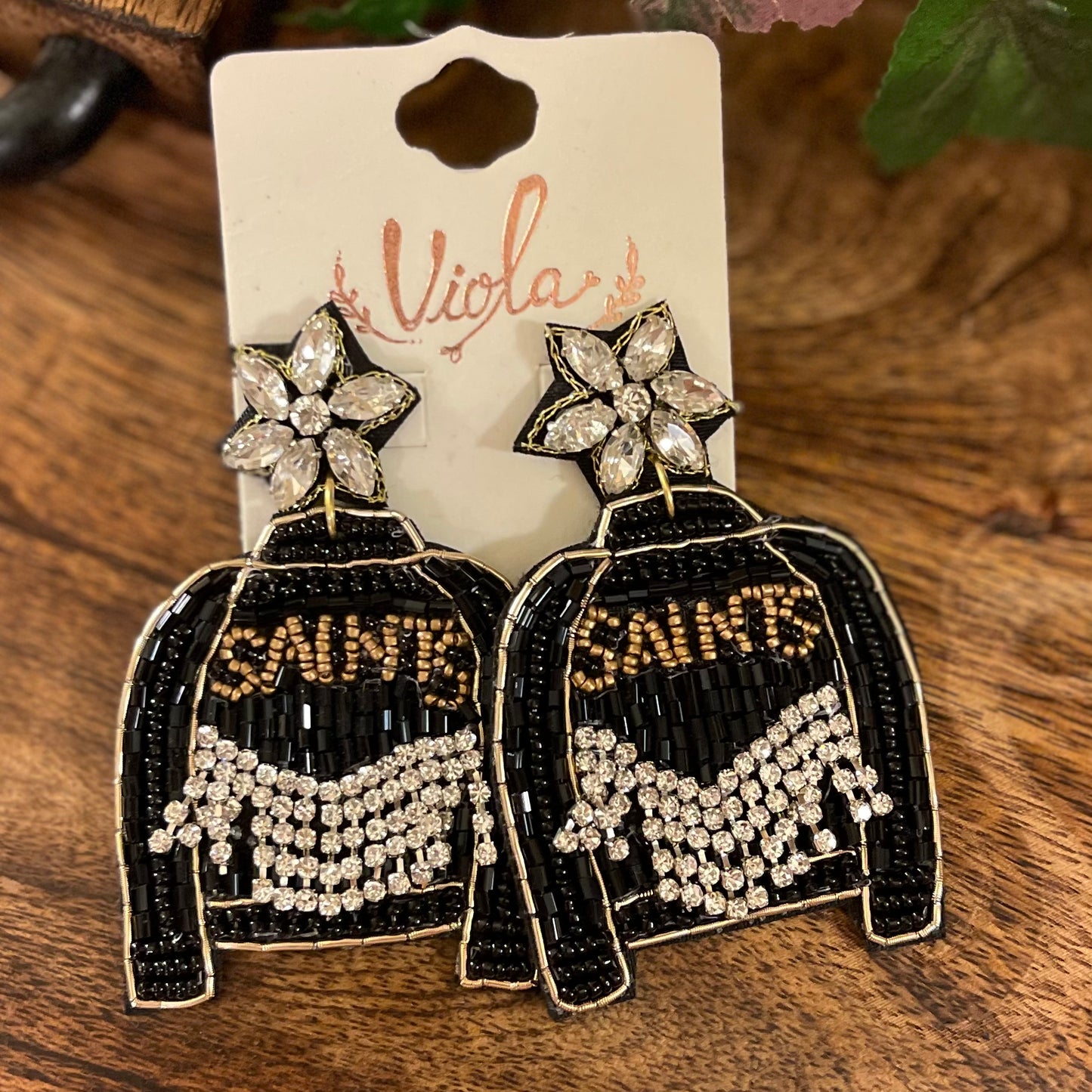 GameDay: Black and Gold WHO DAT Seed Bead Statement Earrings