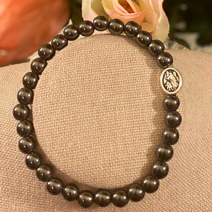 Guardian Angel & Hematite Stretch Bracelet