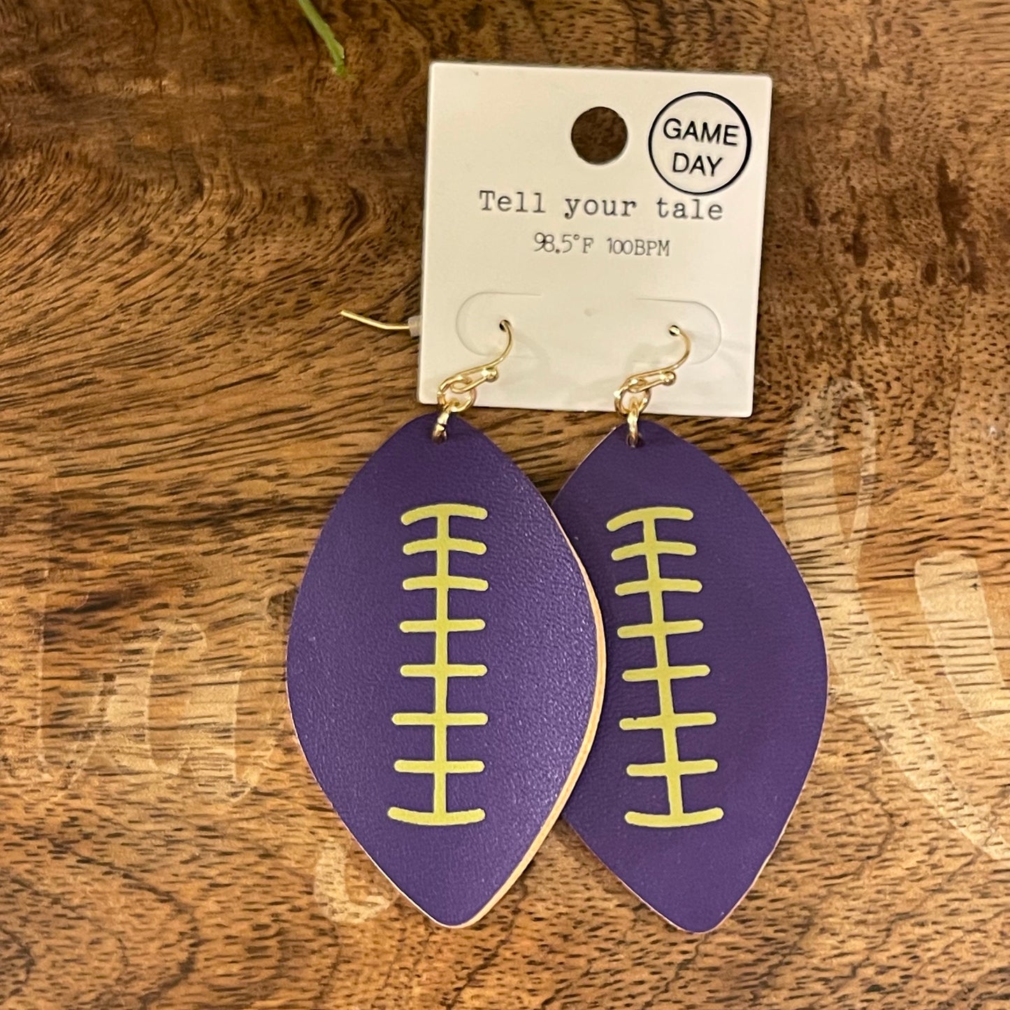 Tigers Purple and Gold Dangle Earrings