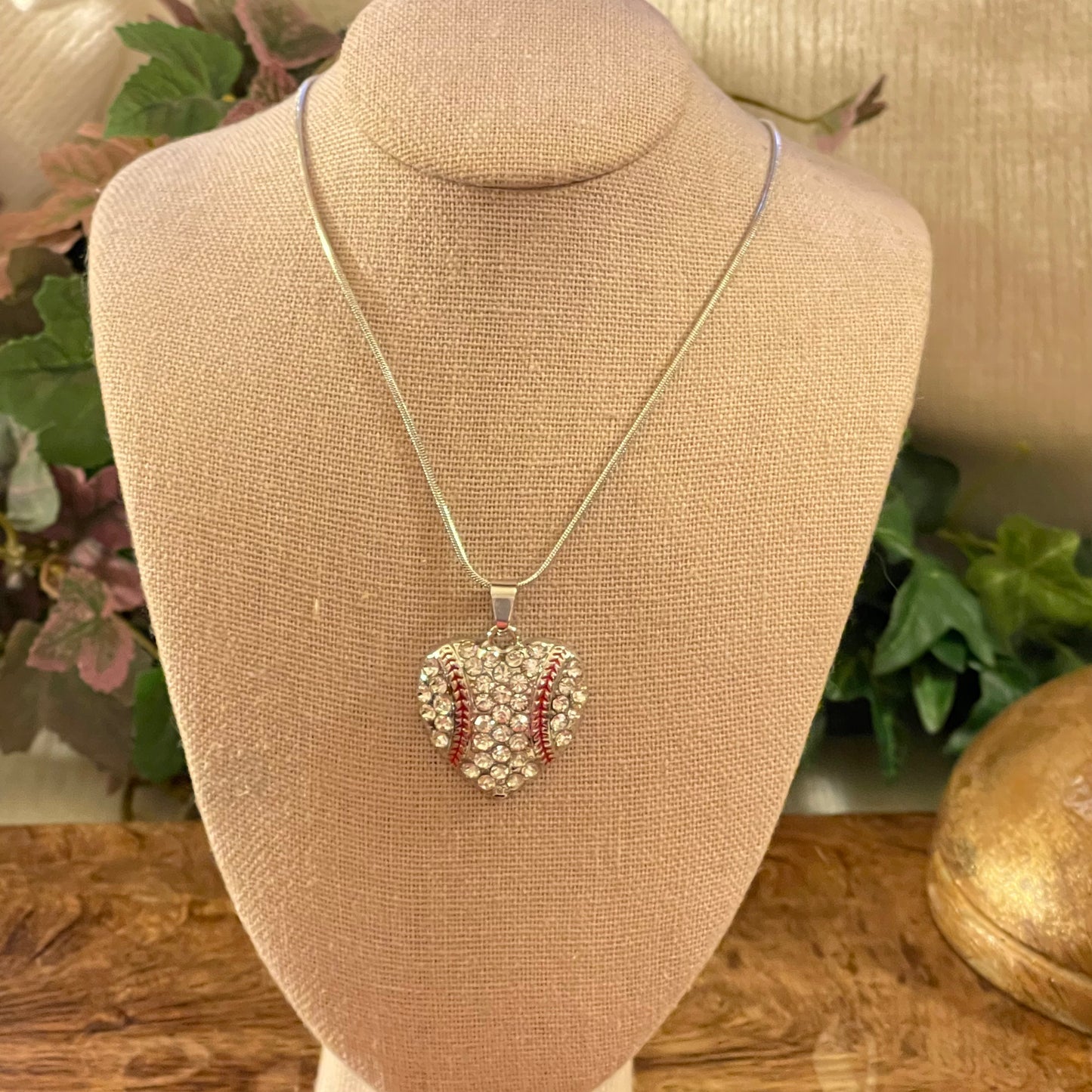 Baseball Crystal and Silvertone Earrings or Necklace