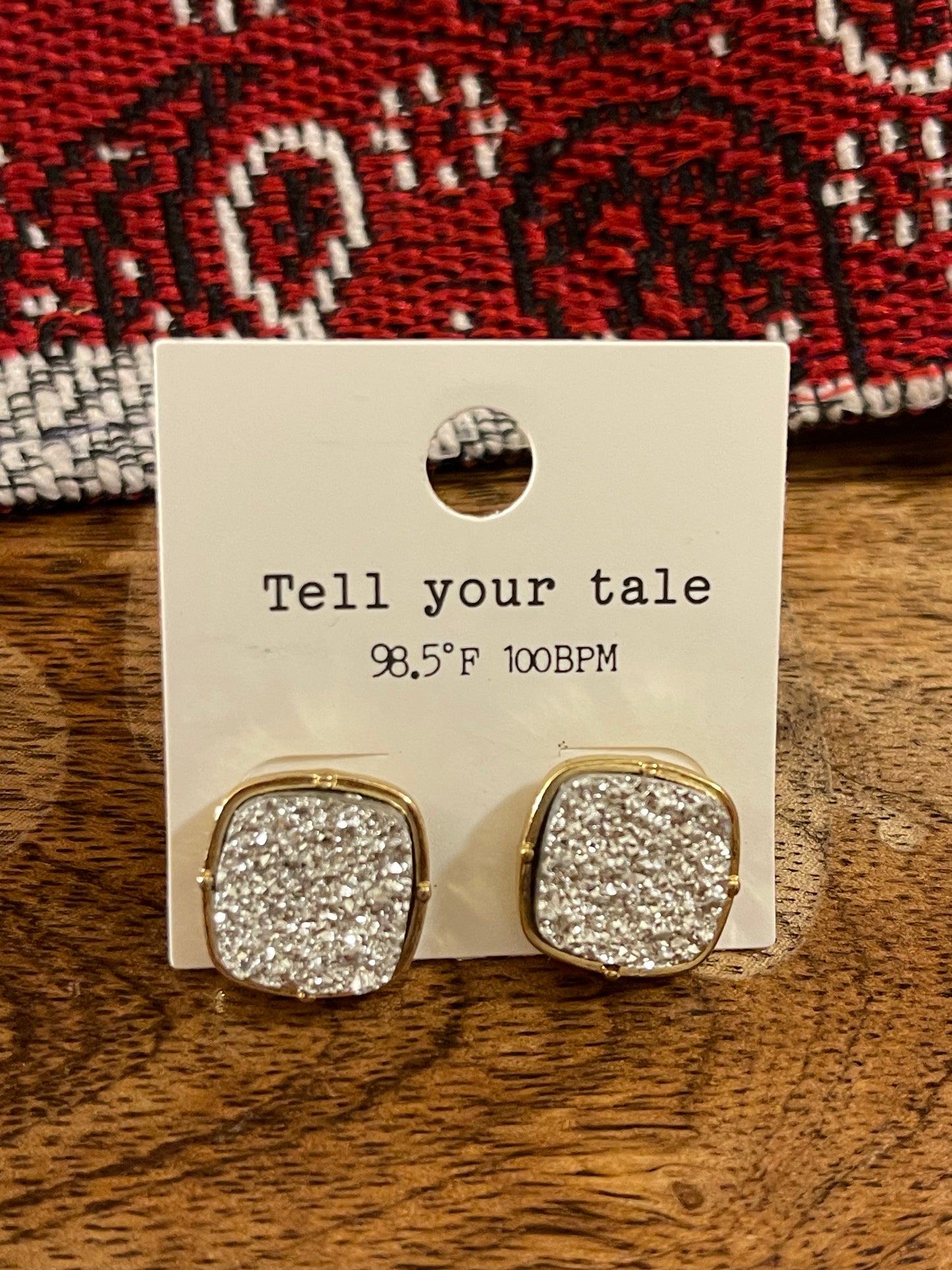 Square Shaped Druzy Earrings