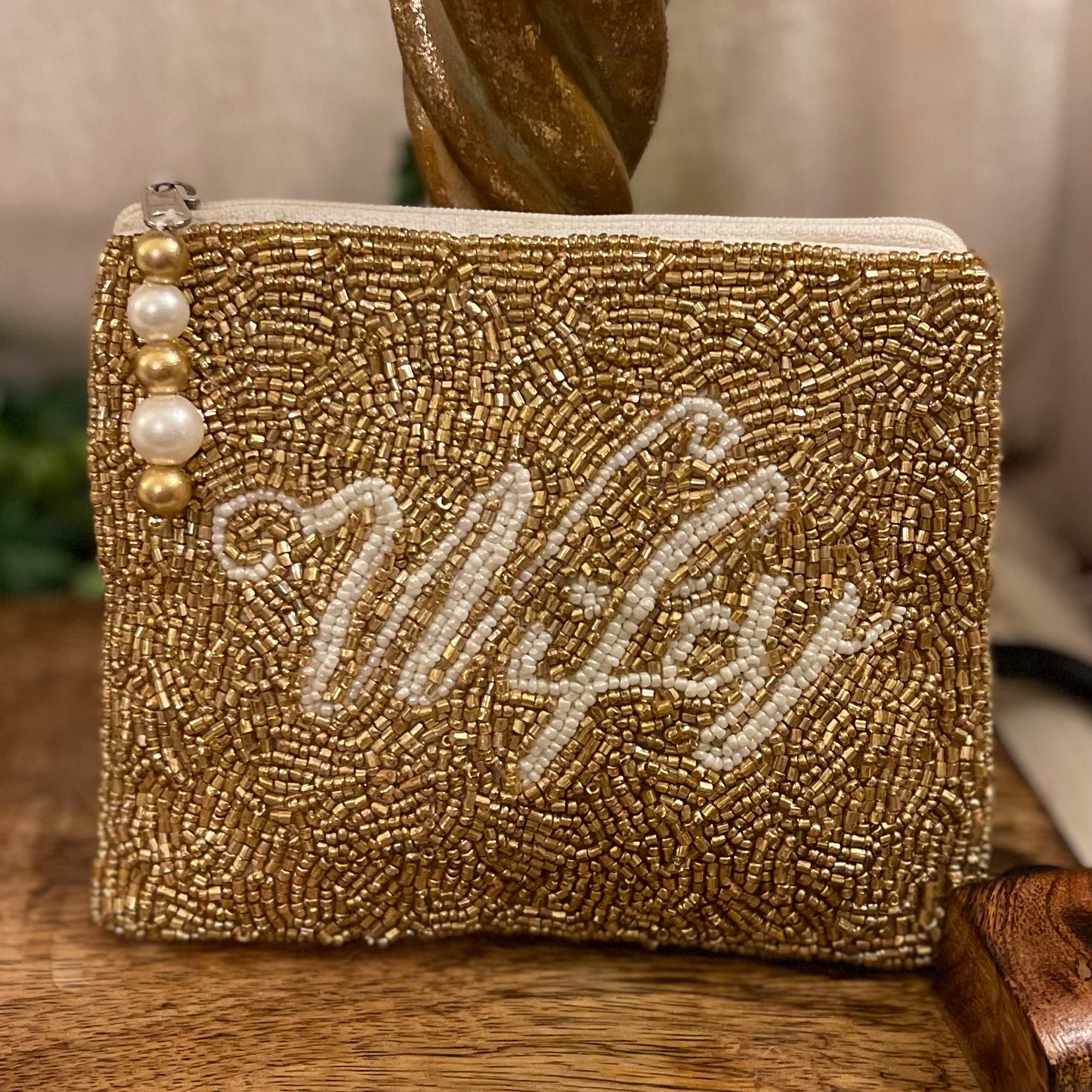 Bride ~ Seed Bead Crossbody Clutch Wifey