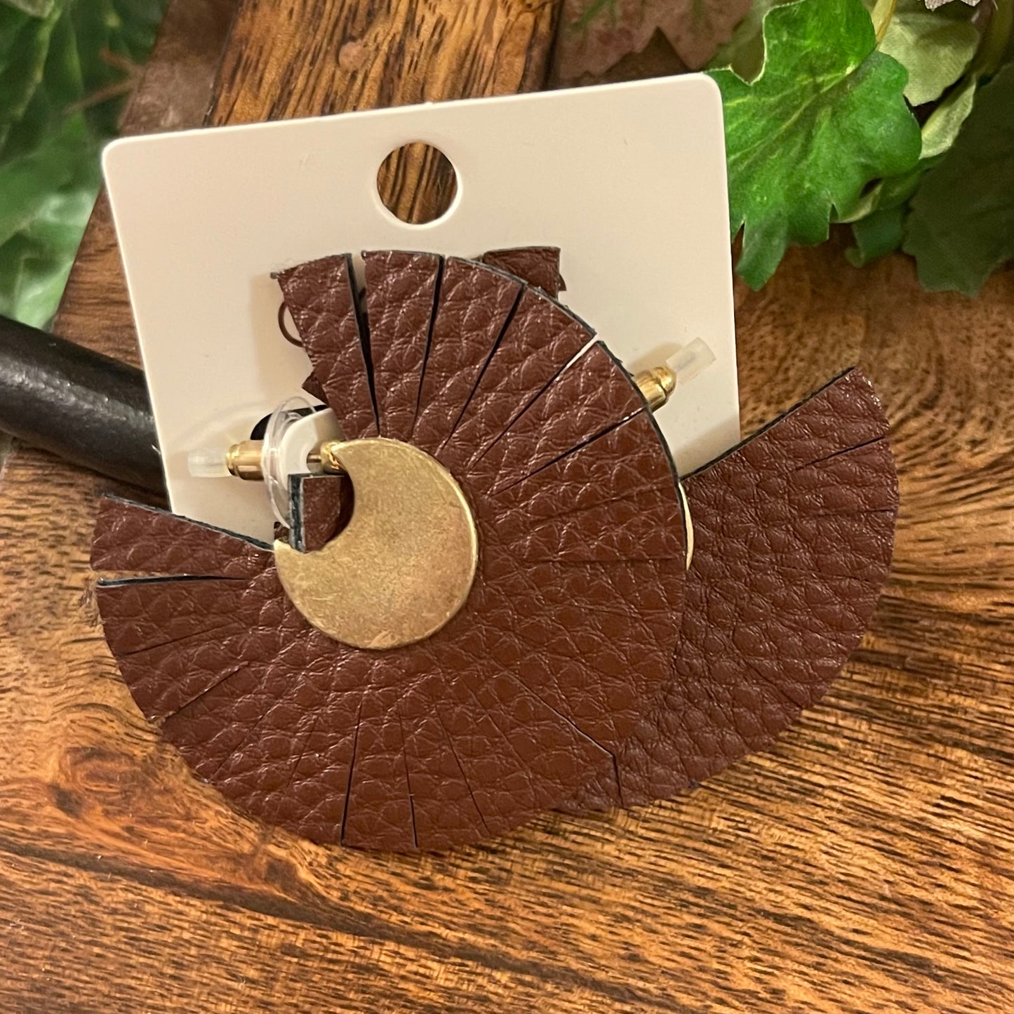 Leather Circle Studded Earrings