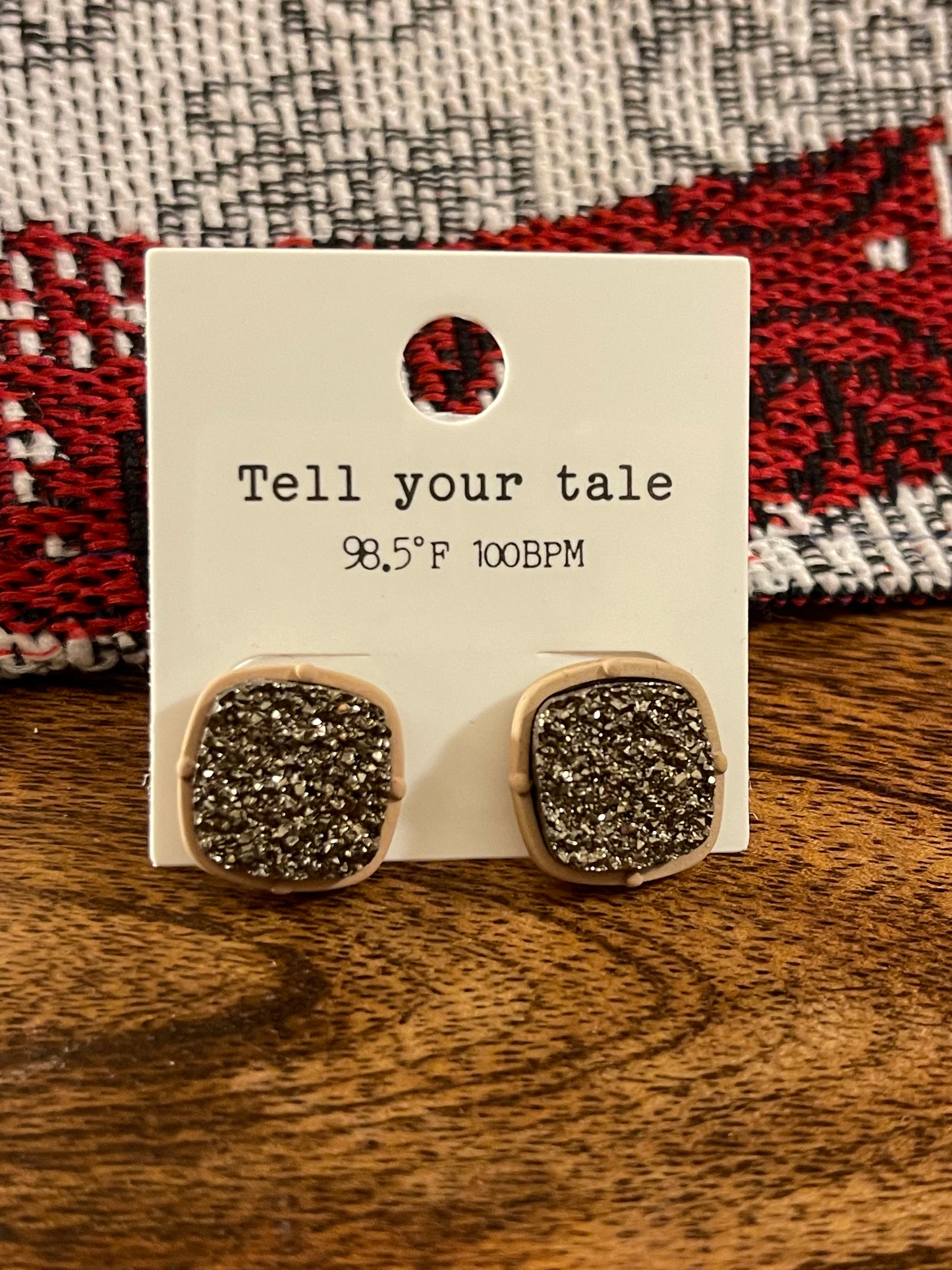 Square Shaped Druzy Earrings