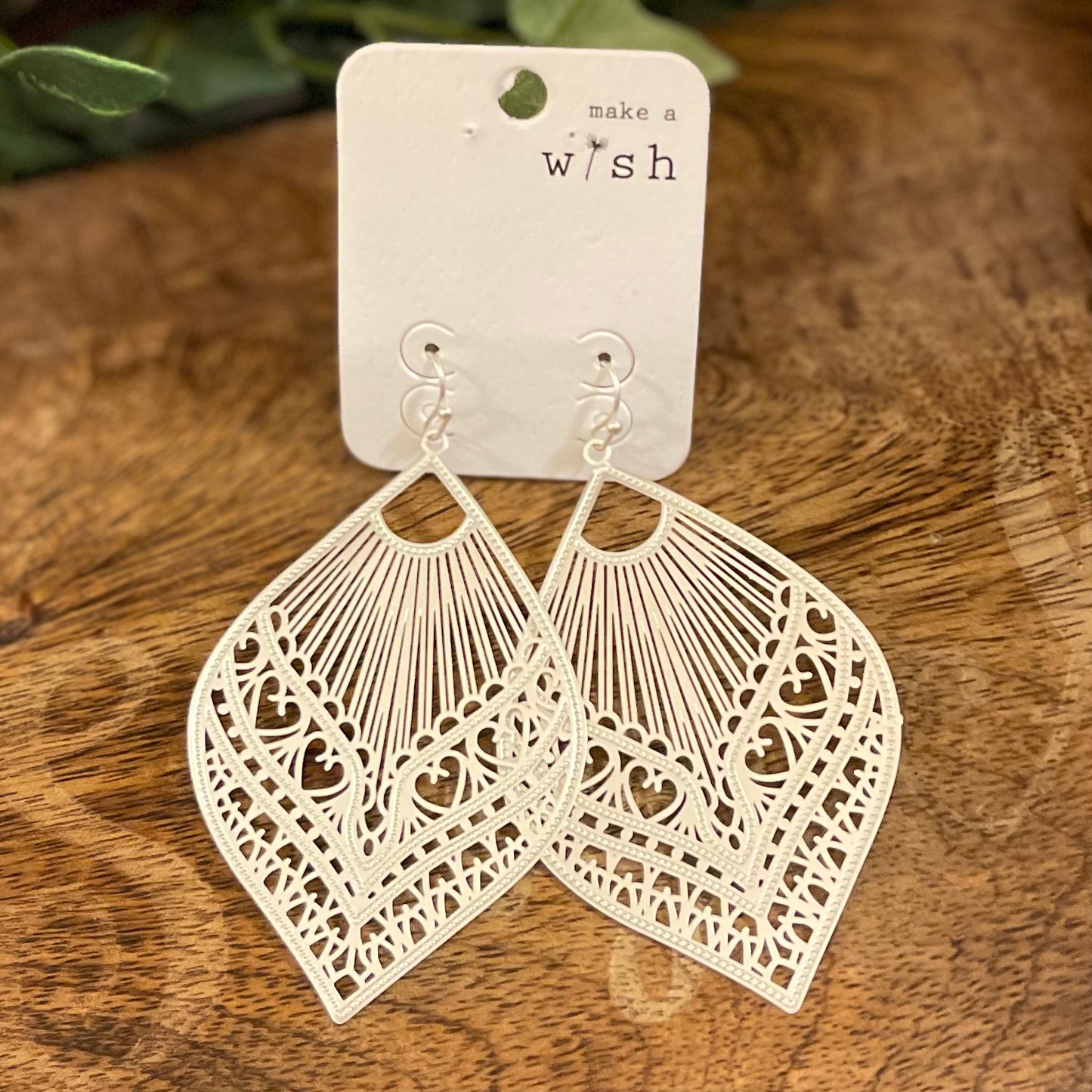 Silver Dangle Earrings 2.75”