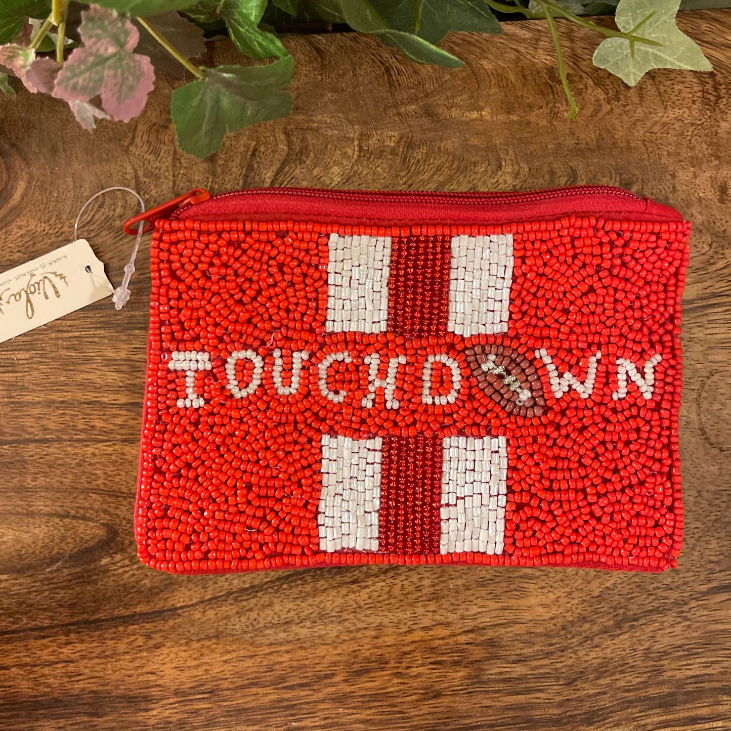 UL Red and White Seed Bead Pouch