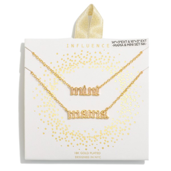 Necklaces - Dainty Chain Link Necklace Set Featuring Studded Mama & Mini Pendants • Bracelet Set