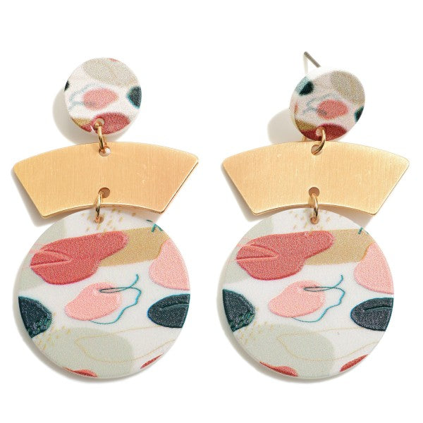 Gold Tone Multi Color Studded Earrings