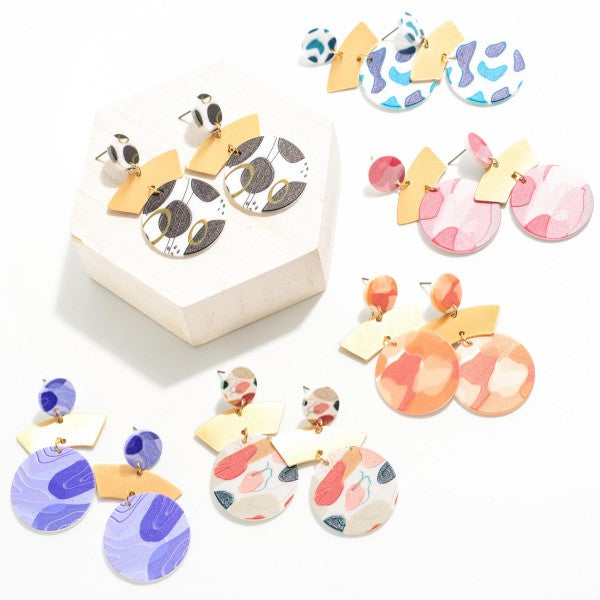 Gold Tone Multi Color Studded Earrings
