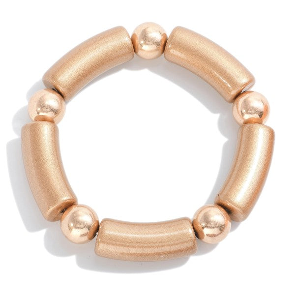 Gold Tone Tube Stretch Bracelet