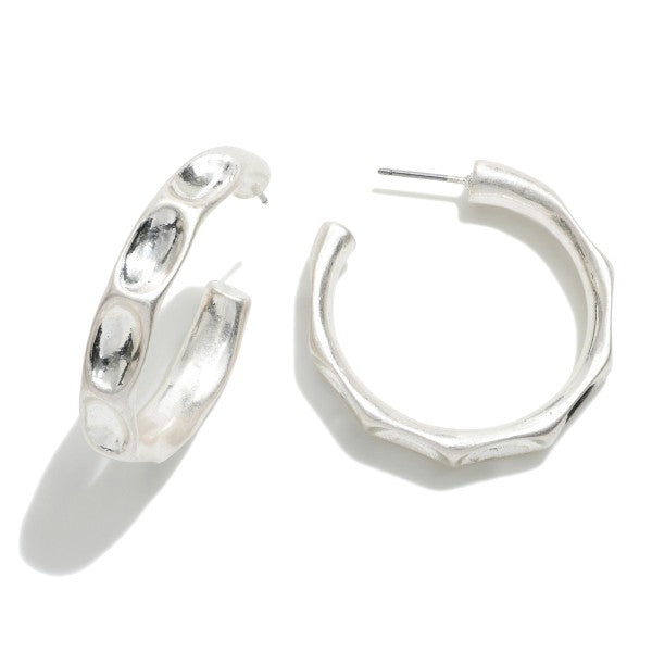 Worn Silver Hoop Earrings