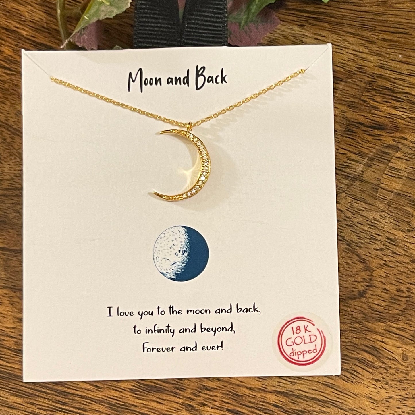 Gold Necklace with Moon Pendant or Moon Artwork