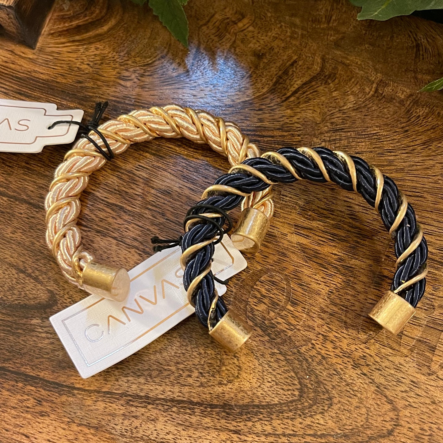 Bracelets - Cuff Bracelet with Gold Hardware