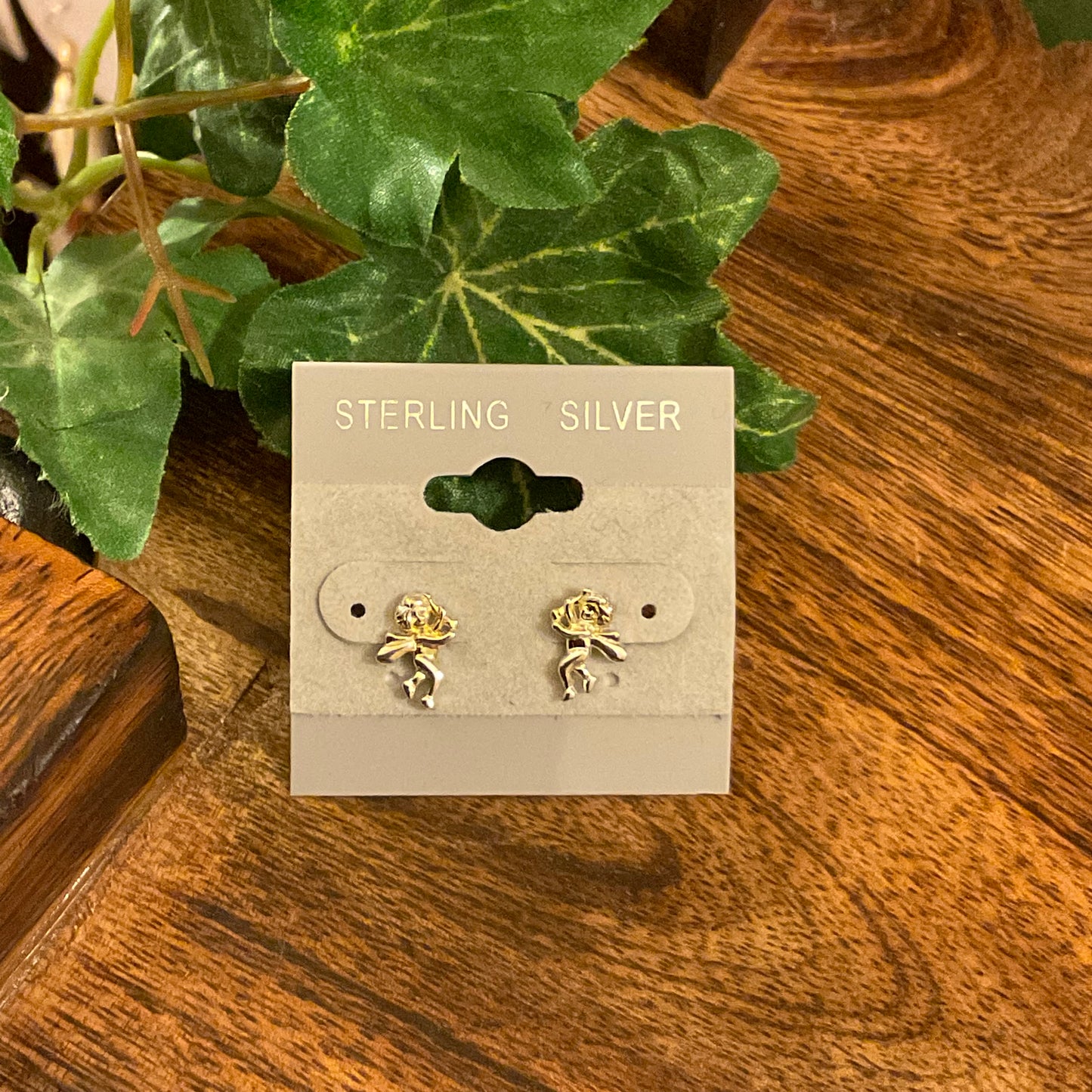 Sterling Silver Cupid Post Back Earrings