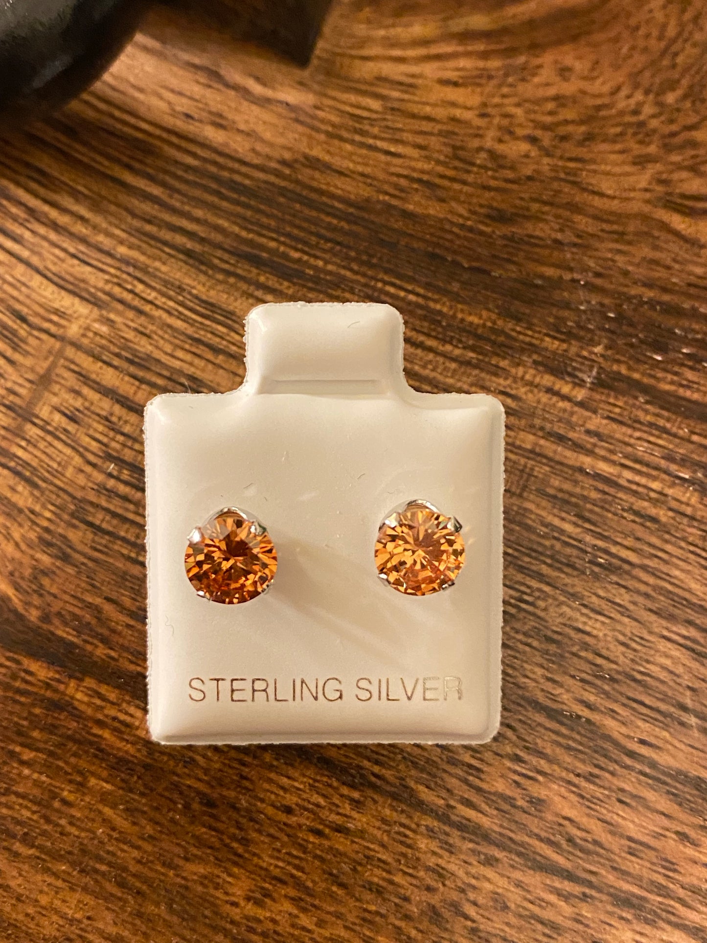 Sterling Silver Round Champagne 6mm Earrings