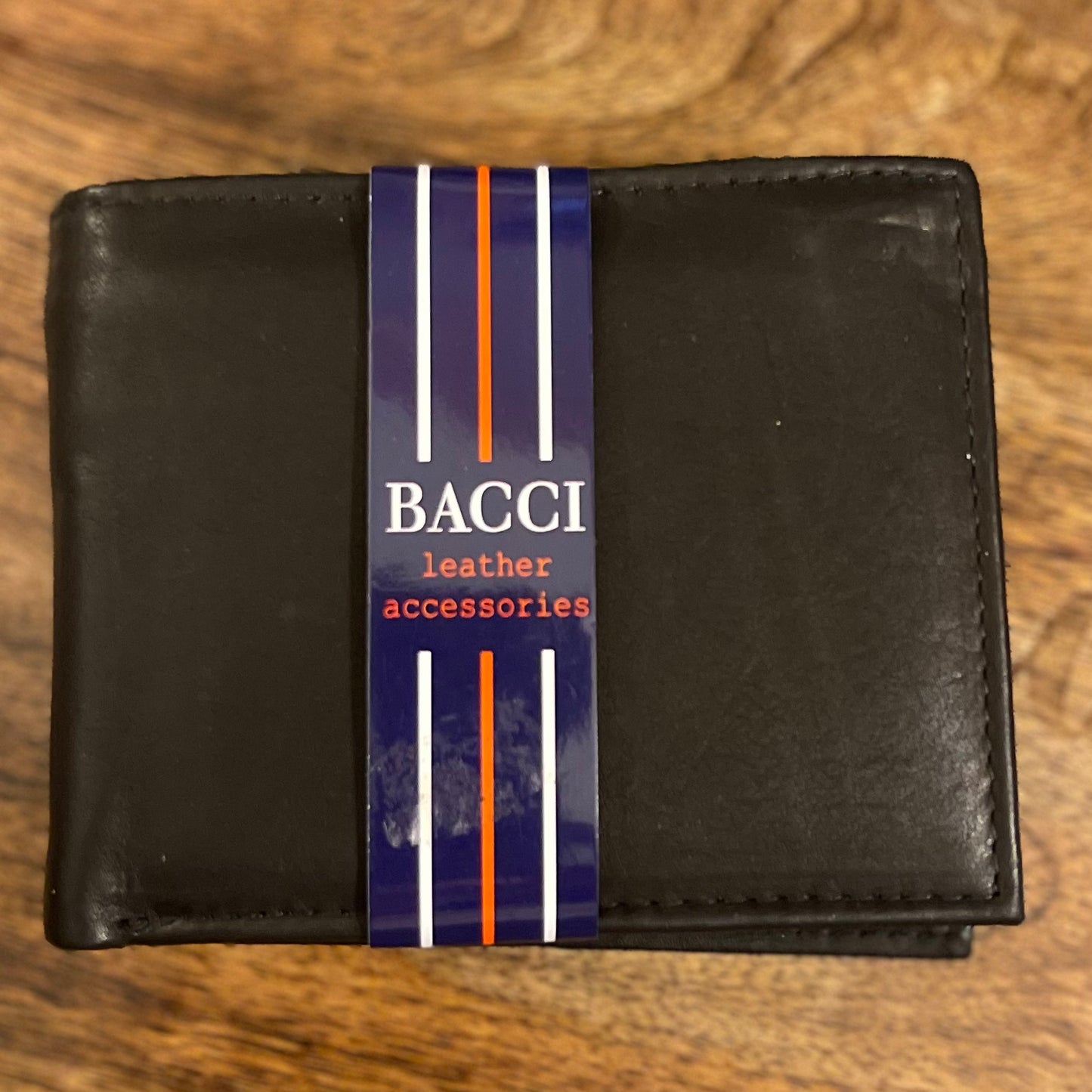 Mens Genuine Leather Bifold Wallet in the Color Black
