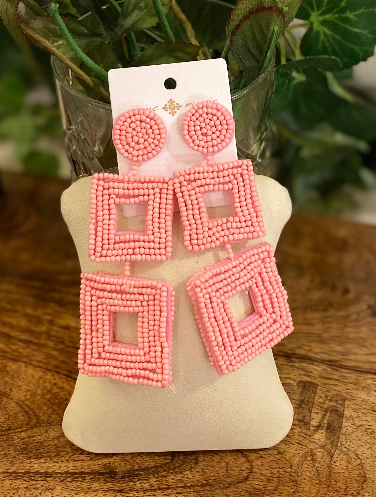 jane Marie seed bead earrings pink Valentine's Day