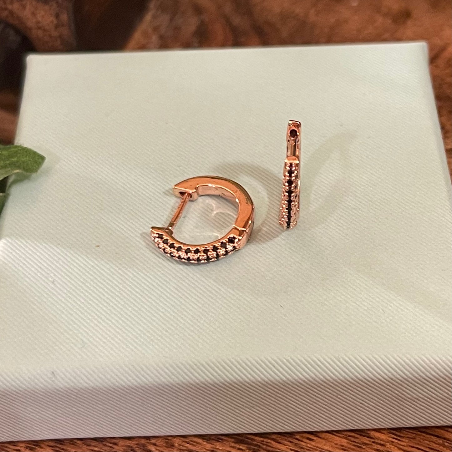 Sterling Silver Rose Gold Overlay Huggie Hoop Earrings