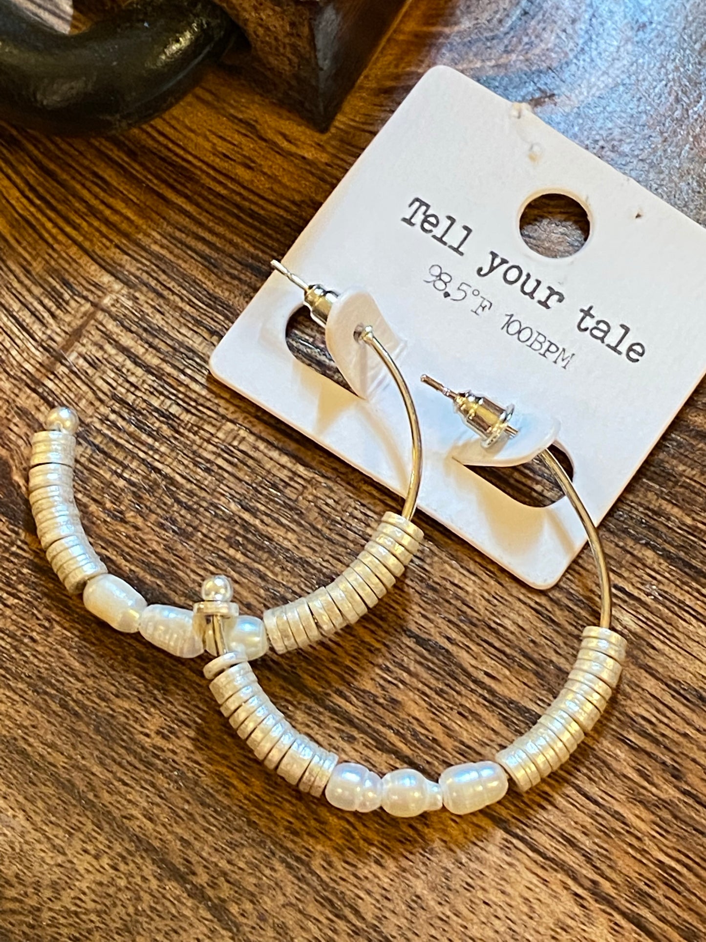 silver pearl hoop earrings