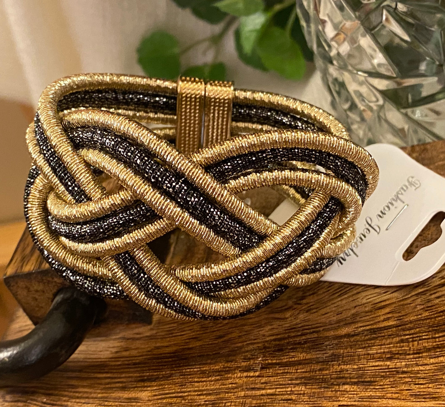 Black And Gold Magnetic Closure Bracelet