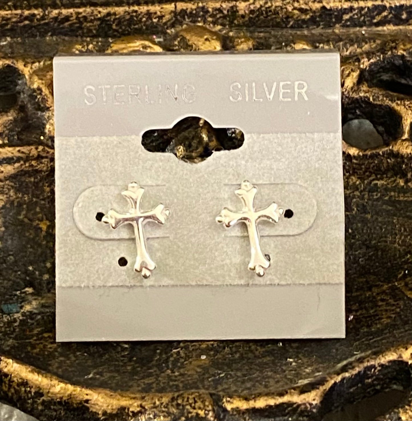 Sterling Silver Cross Stud Earrings