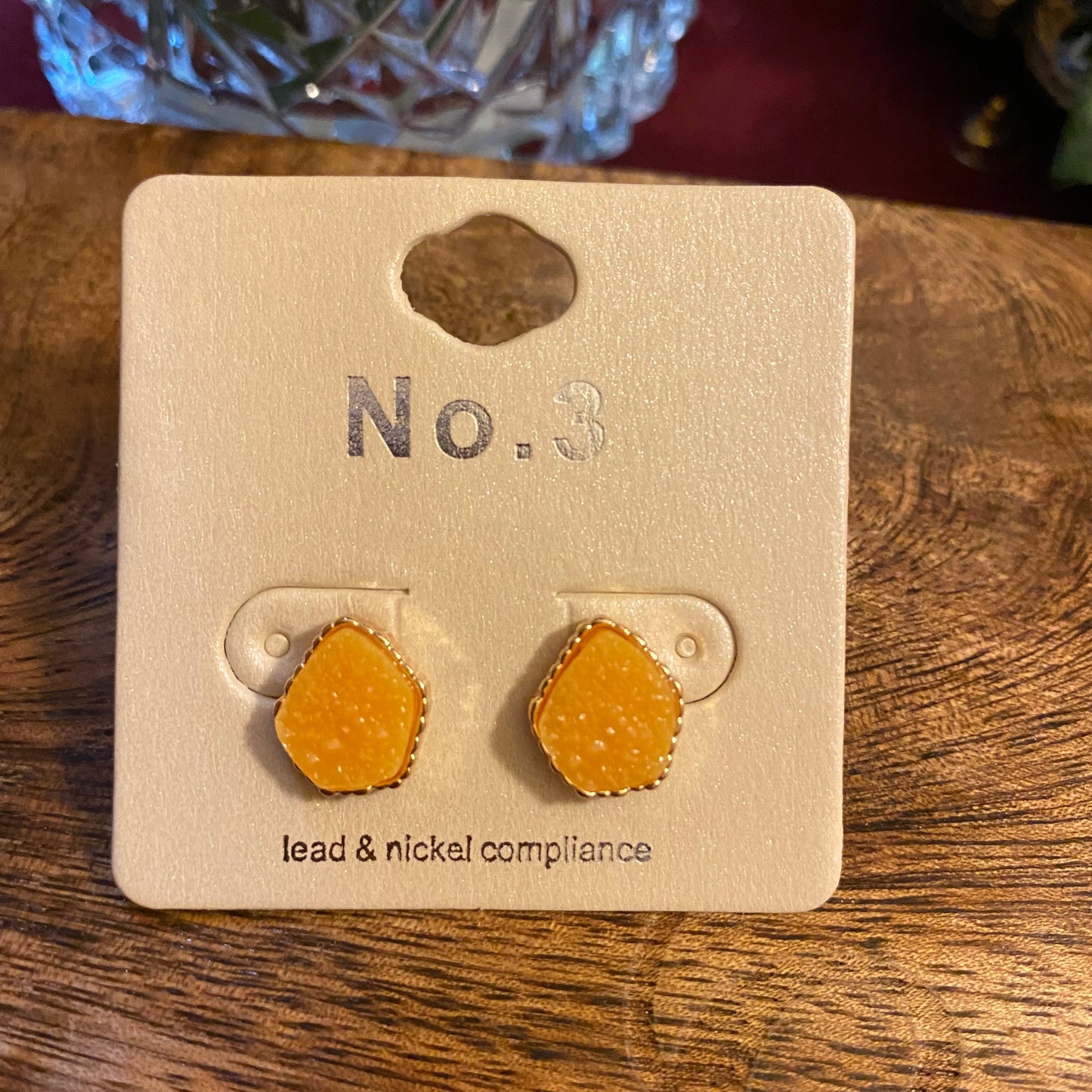 Mustard Gold Druzy Stud Earrings