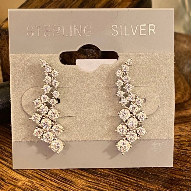 Sterling Silver CZ Climber Earrings