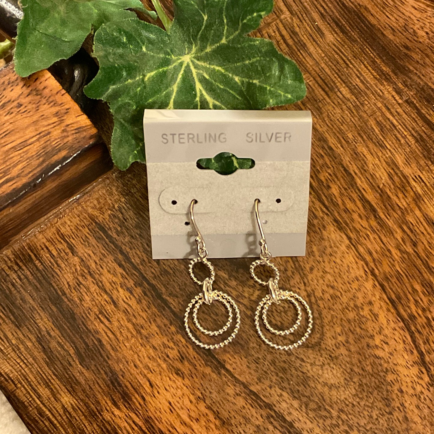 Sterling Silver Circle Beaded Dangle Earrings