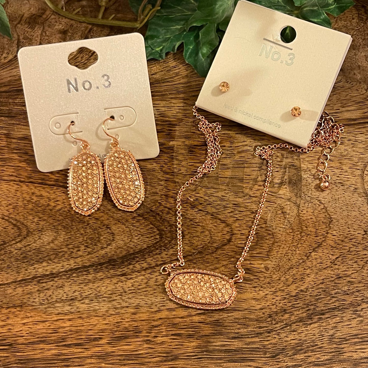 Rose Gold Rhinestone Embellished Necklace