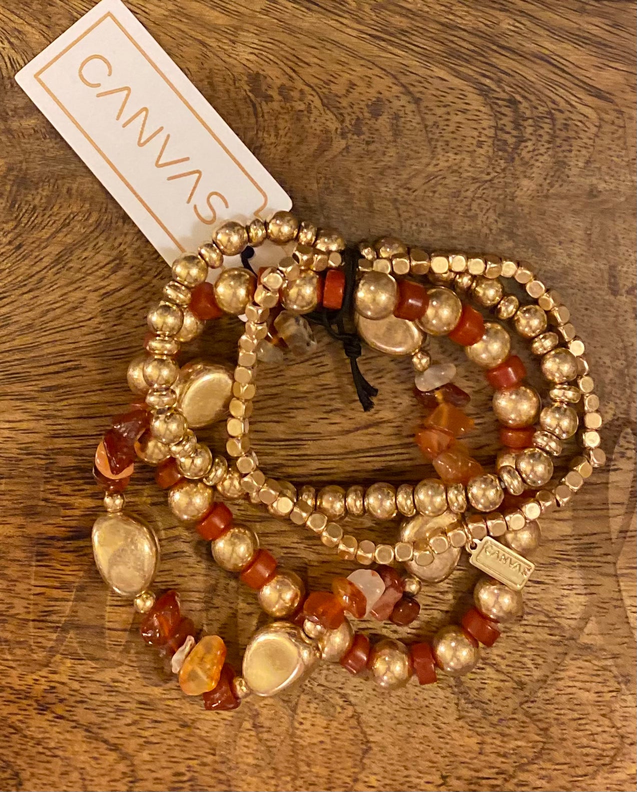 Bracelets - Rust Red Carnelian And Gold Beaded Bracelet