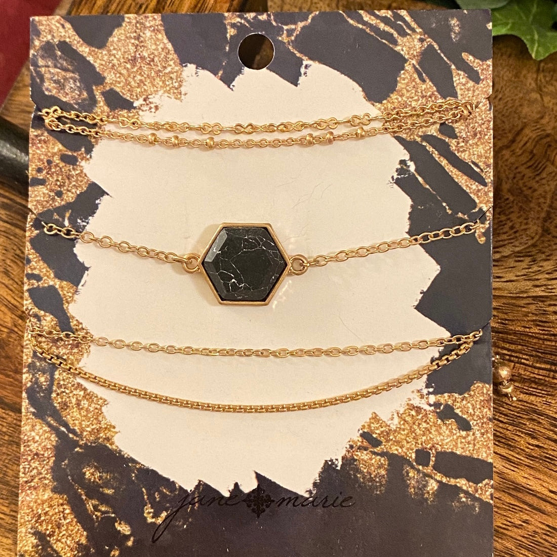 Jane Marie Black Marbled Bolo Bracelet