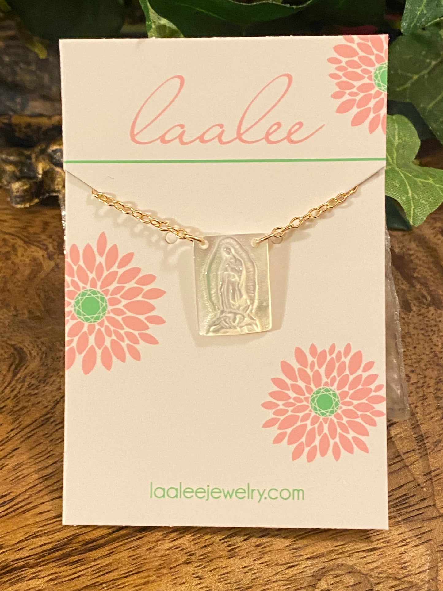 Mother of Pearl Virgin Mary 18” Necklace