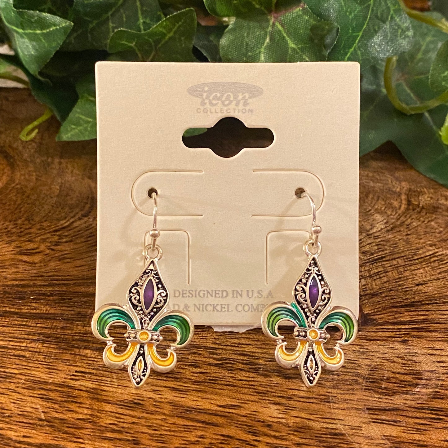 Mardi Gras Fleur De Lis Dangle or Post Back Earrings
