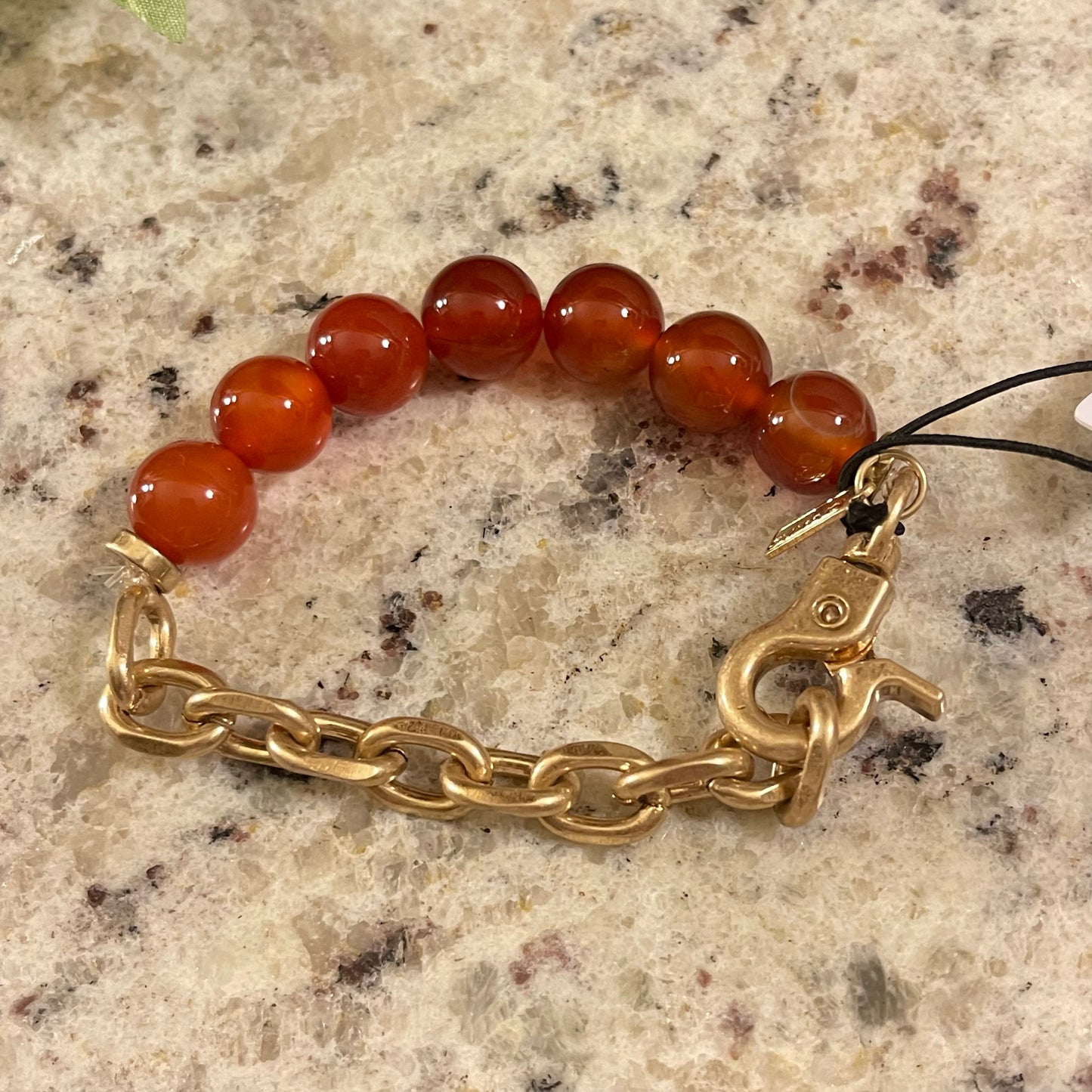 Bracelets - Rust Red Carnelian And Gold Beaded Bracelet