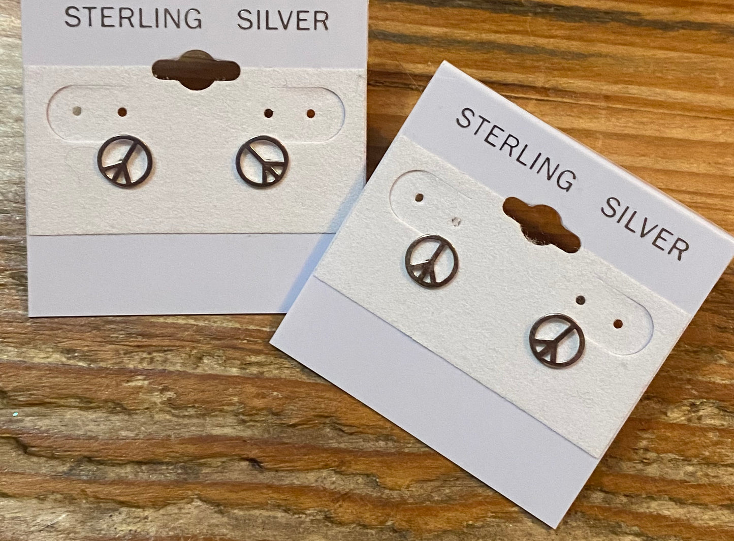 Sterling Silver Peace Sign Earrings