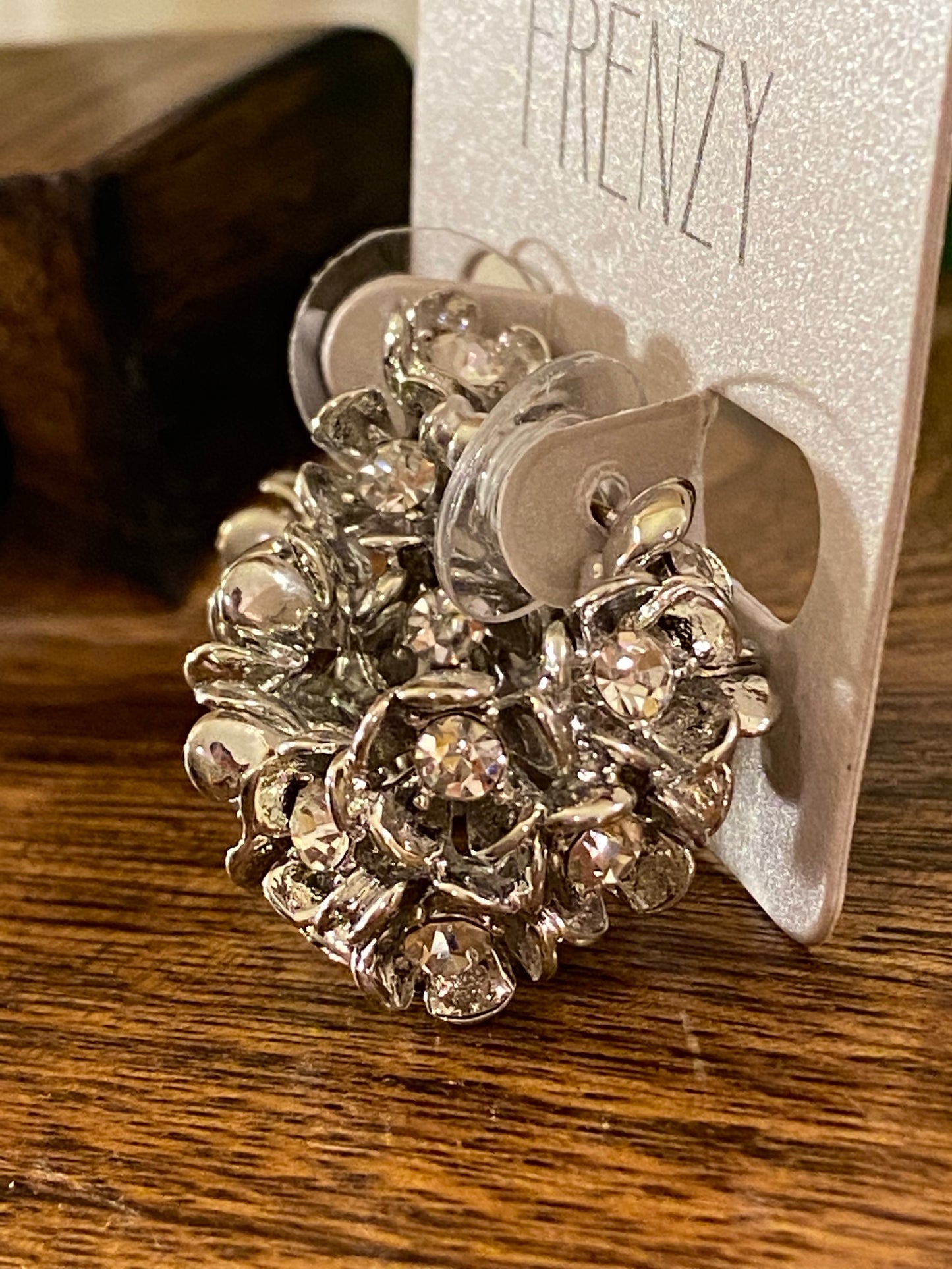 Silver And Rhinestone Hoop .5”