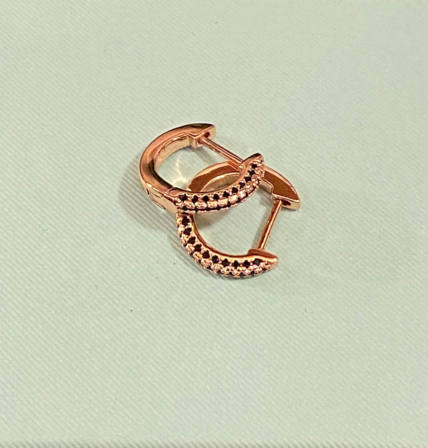 Sterling Silver Rose Gold Overlay Huggie Hoop Earrings
