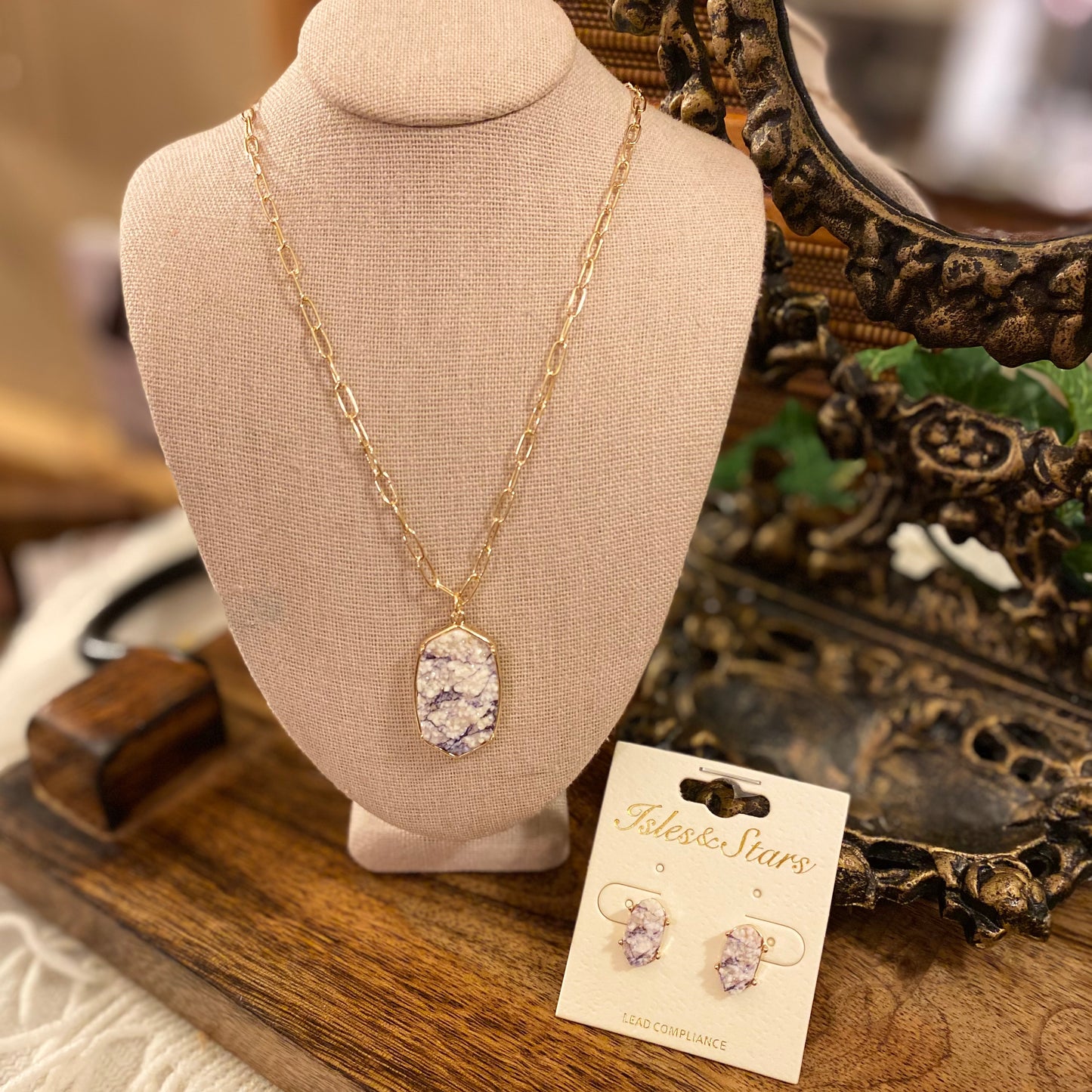 Howlite Druzy Stud Earrings Or Necklace