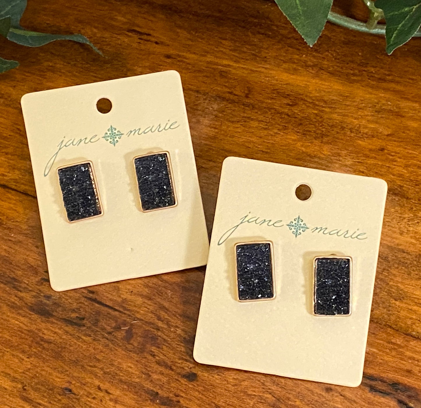 jane marie black druzy stud earrings